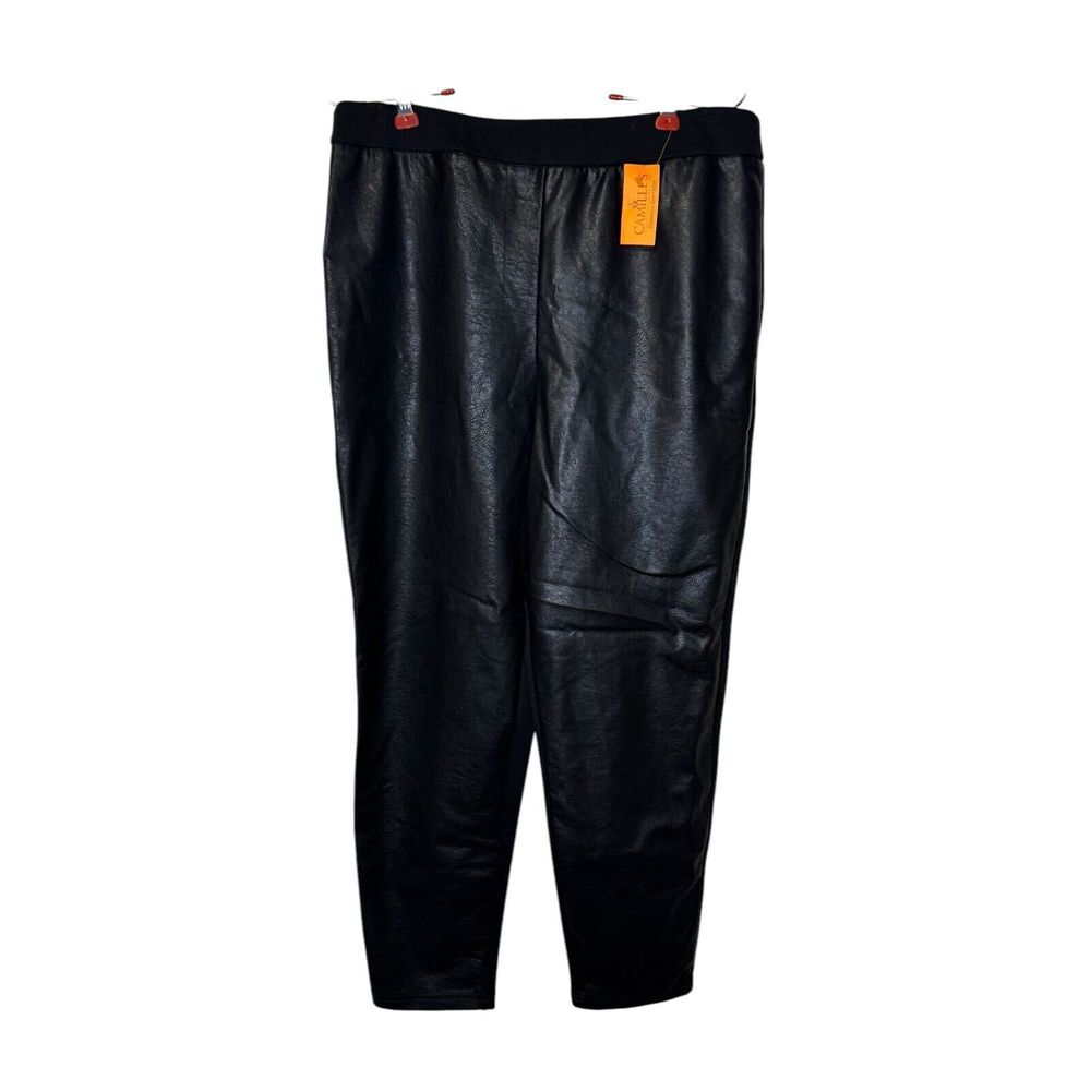 Joan Rivers Women's Pants Pull On Faux Leather Track Trousers Petite‎ Small NWT